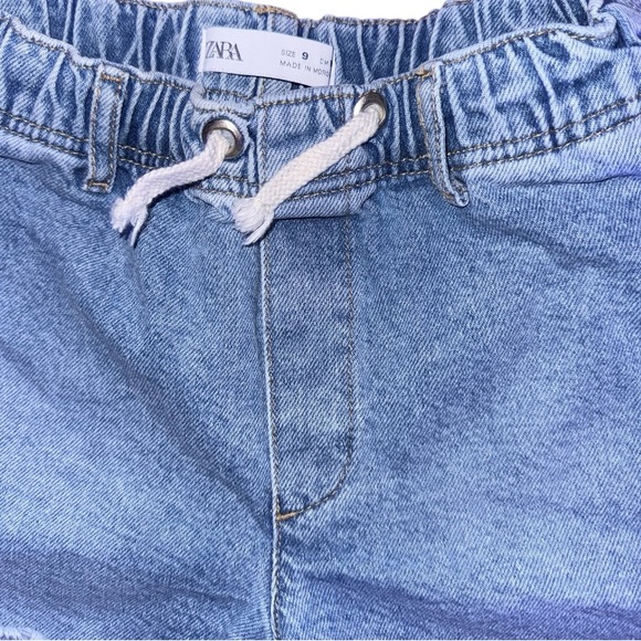 Zara Girls Denim Shorts - Size 9 (134) | Elastic Waist Blue Jean Shorts - Picture 4 of 5